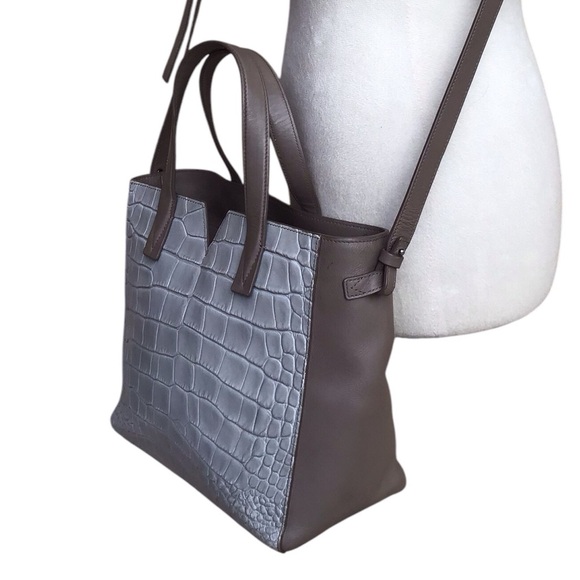 Vince Signature V Croc Embossed Tote Crossbody - Picture 4 of 12